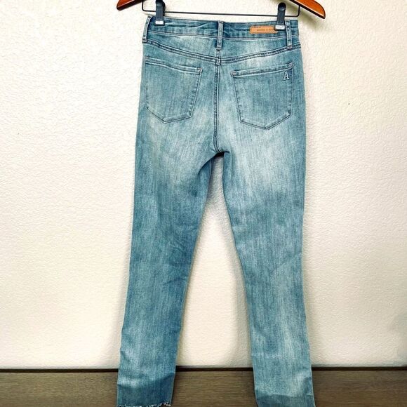 Articles of Society Cropped High Waist Distressed Raw Edge Denim Jeans 25 - Picture 4 of 6